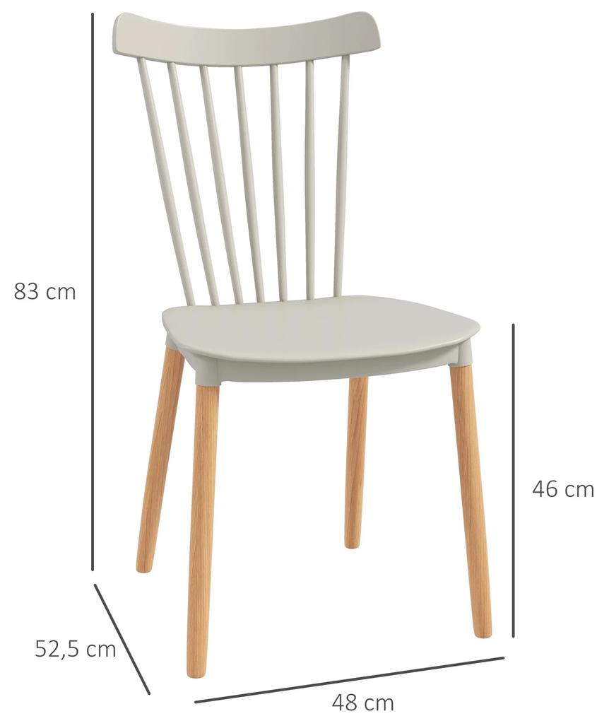 Conjunto de 4 Cadeiras Estilo Nórdico com Encosto Alto e Pés de Madeira de Faia 43x52,5x83 cm Cinza Claro