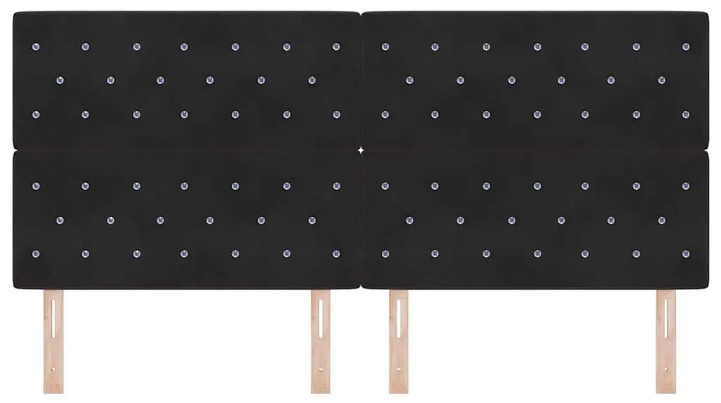 Cabeceira LED Preta 100 cm em Veludo