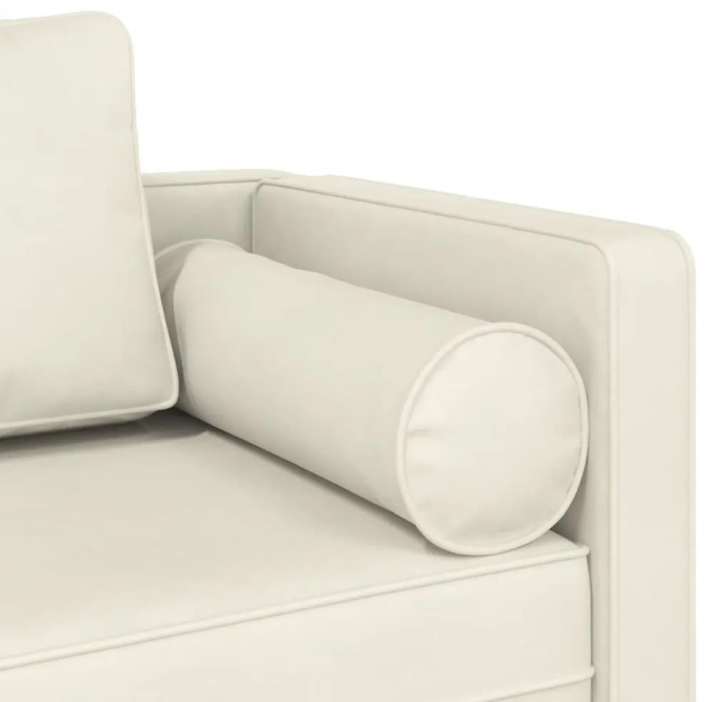 Chaise lounge com almofadões veludo creme