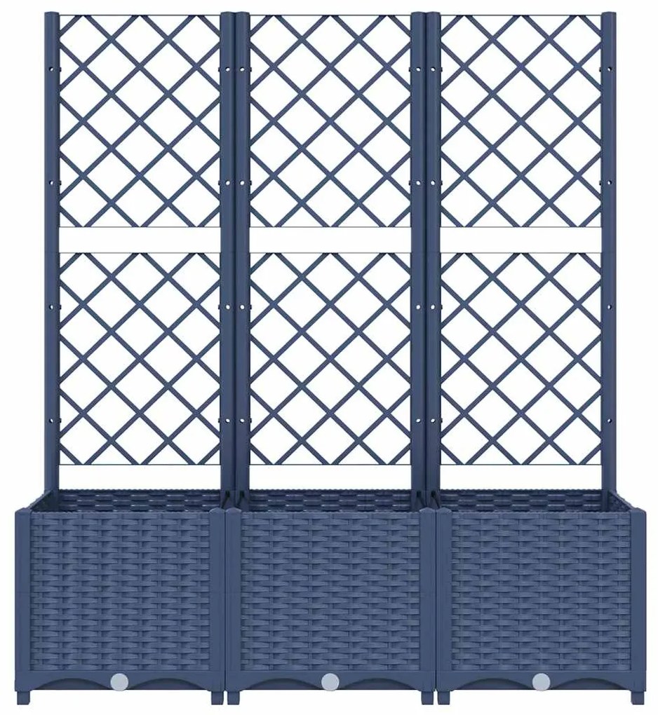 Vaso/floreira jardim c/ treliça 120x40x136 cm PP cinzento azul