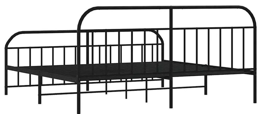 Estrutura de cama com cabeceira e pés 193x203 cm metal preto