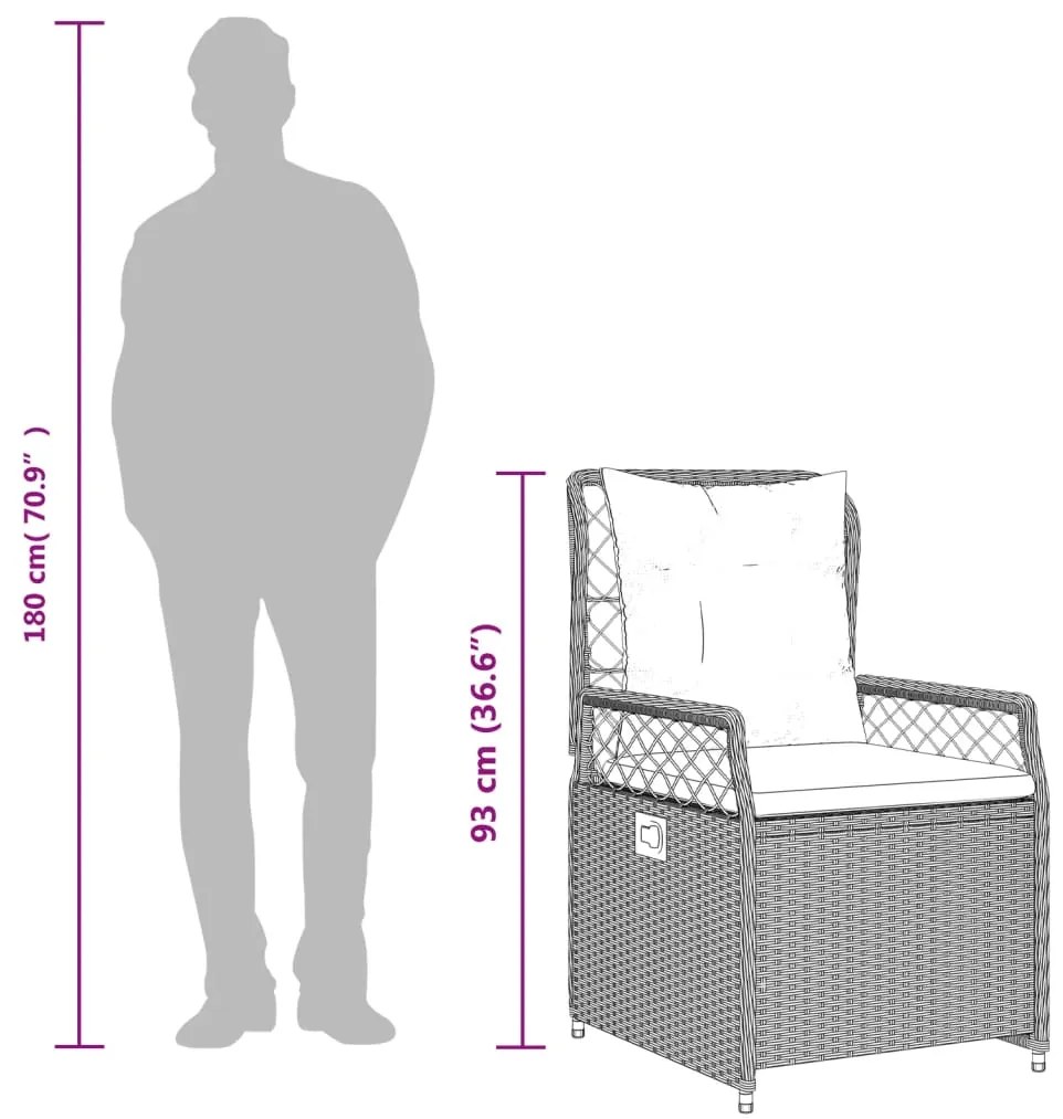 7 pcs conj. jantar p/ jardim c/ almofadões vime PE cinza-claro