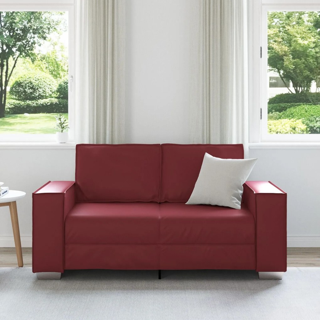 Sofá Loveseat vidaXL Vinho 120 cm em Couro Sintético