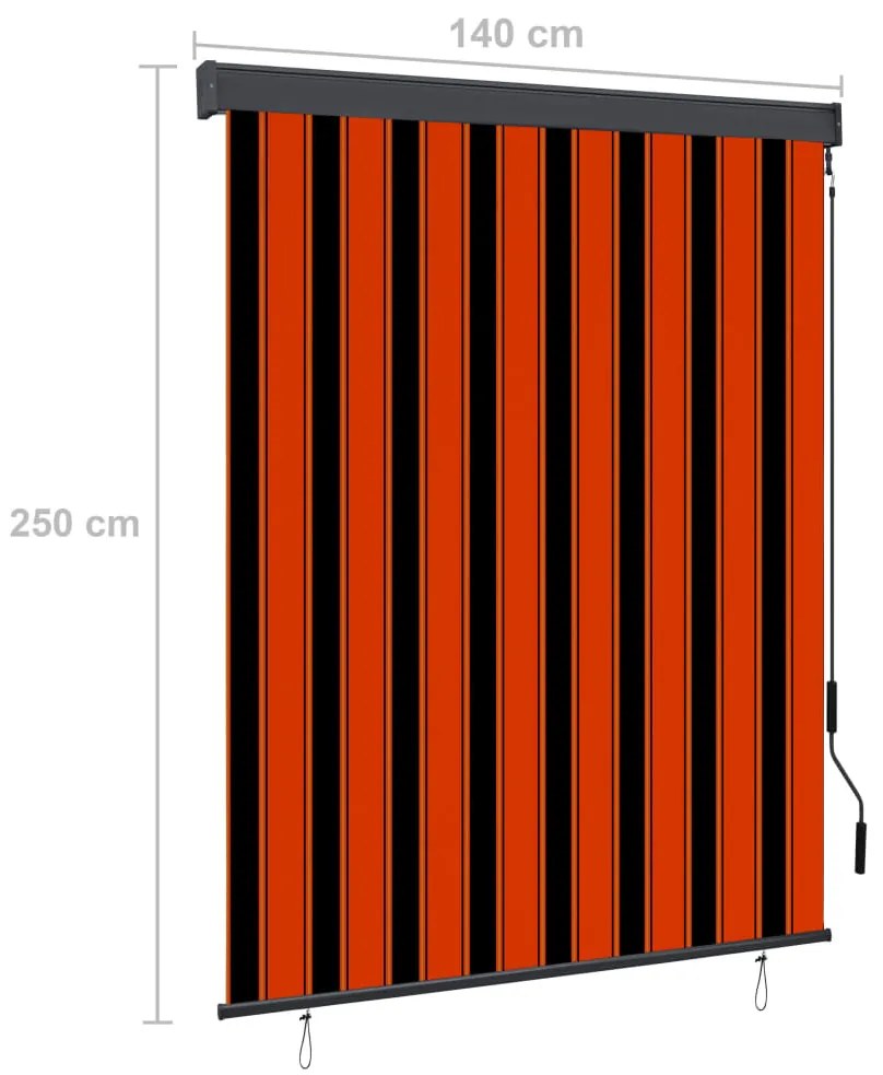 Estore de rolo para exterior 140x250 cm laranja e castanho