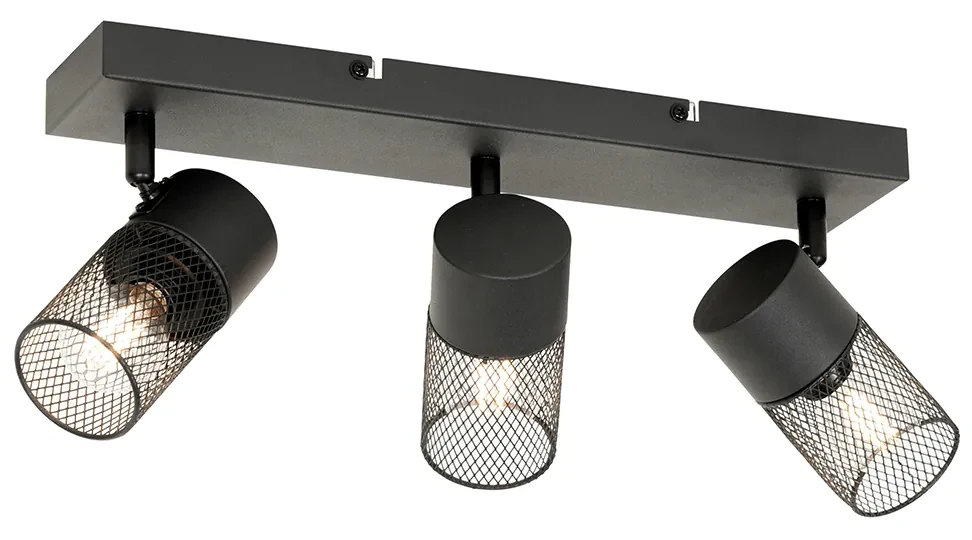 Moderno candeeiro de teto preto 3 luzes ajustável retangular