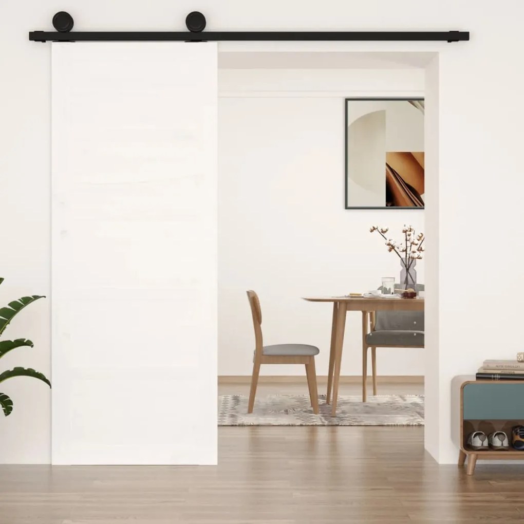 824614 vidaXL Porta de celeiro 80x1,8x204,5 cm madeira de pinho maciça branco