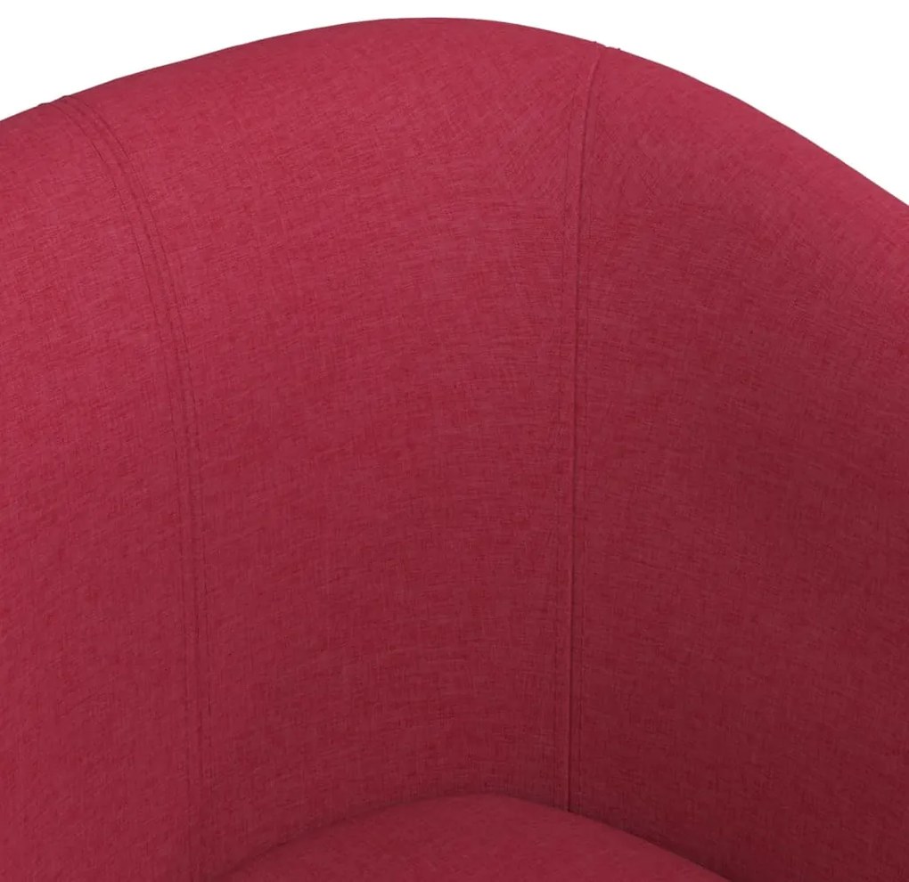 Poltrona com apoio de pés tecido vermelho tinto