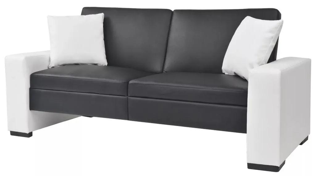 245001 vidaXL Sofá-cama com braços ajustável PVC preto
