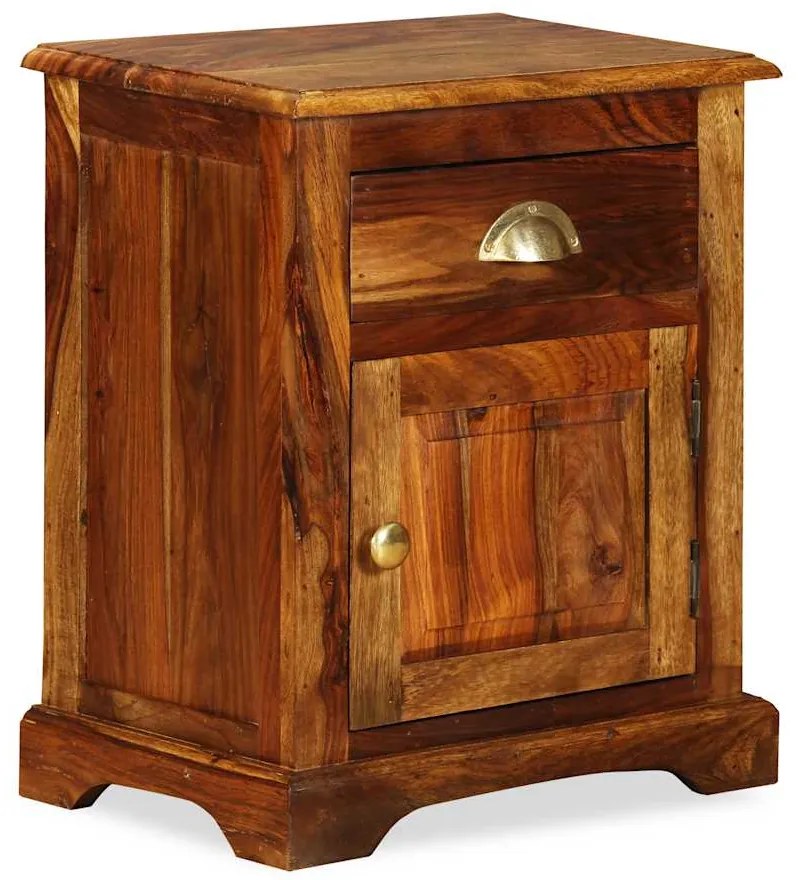 Mesa de cabeceira em madeira sólida de acácia 40x30x50 cm