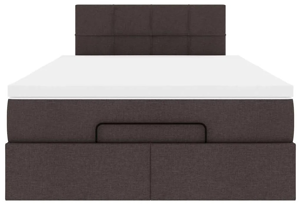 Estrutura de cama otomana com colchão 120x190cm castanho escuro