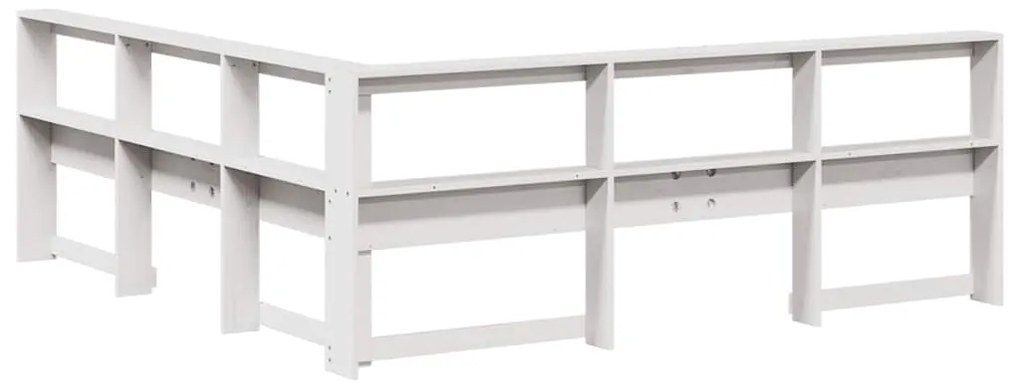 Estante cabeceira forma de L 180 cm madeira pinho maciça branco