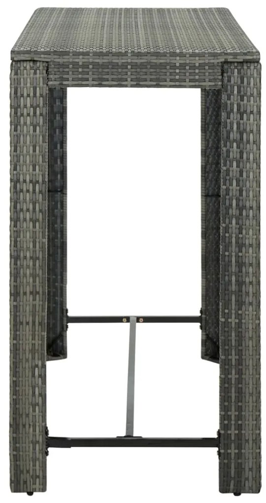 7 pcs conjunto de bar p/ jardim c/ almofadões vime PE cinzento