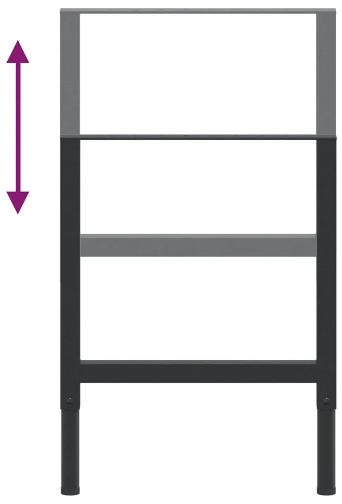 Estruturas bancada ajustáveis 2 pcs 55x(69-95,5) cm metal preto