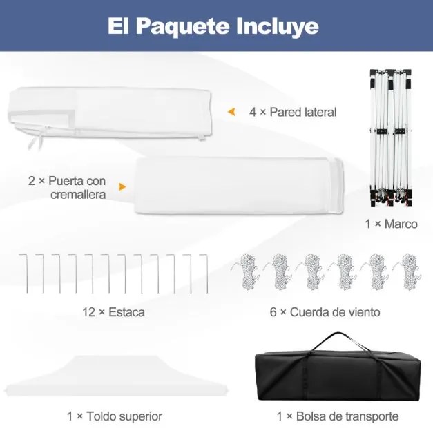 Tenda 600 x 300 cm pop-up com 6 paredes laterais removíveis para festas, casamentos, eventos com bolsa branca