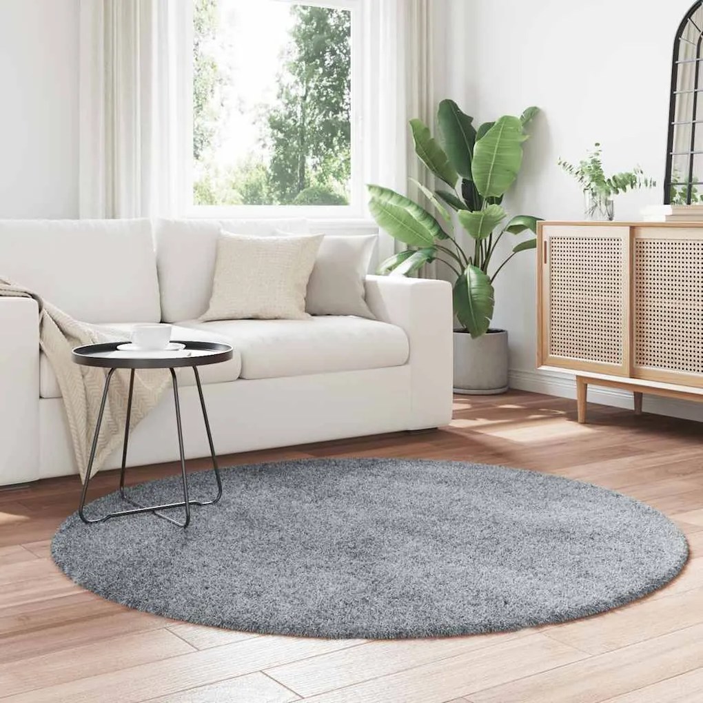 Tapete shaggy de pelo alto NAVARRA 160x160 cm cinzento prateado