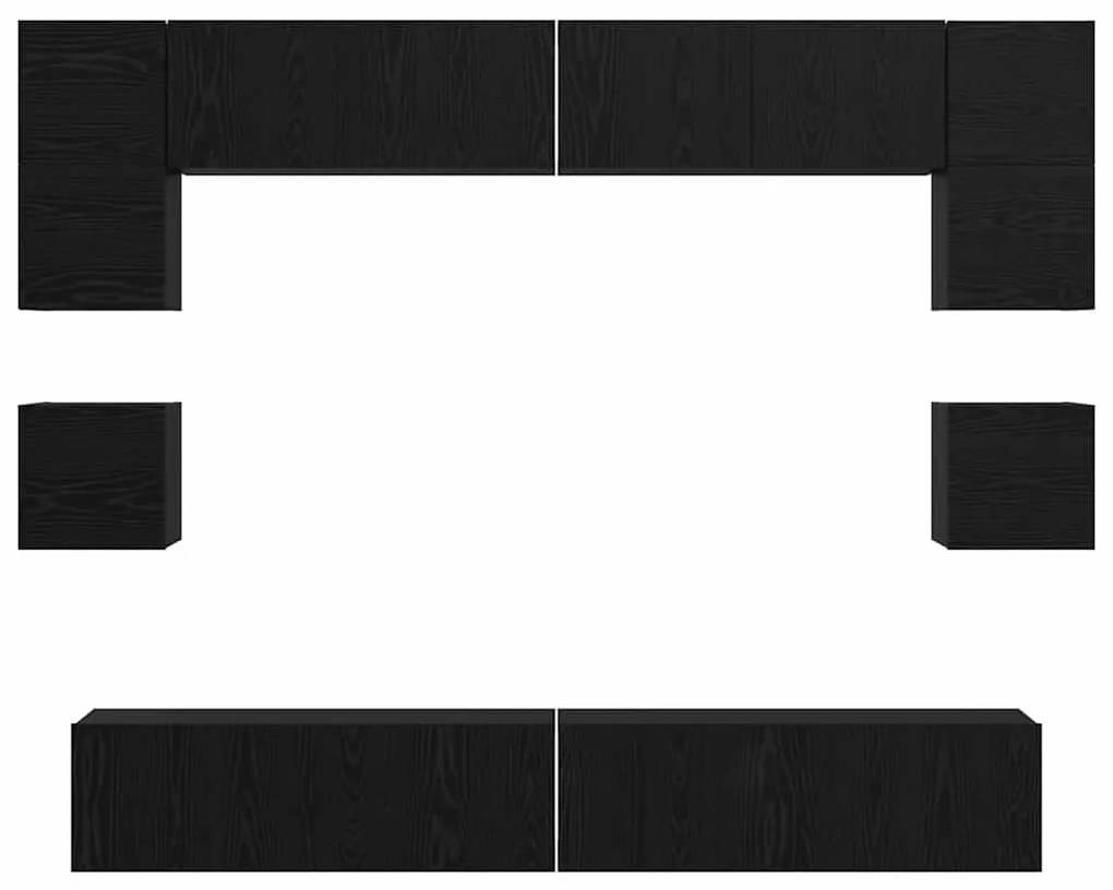 Conjunto de móvel de TV 8 pcs Carvalho Preto 100 x 30 x 30 cm