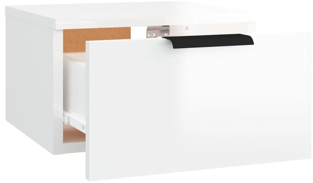 Mesas de cabeceira parede 2 pcs 34x30x20 cm branco brilhante
