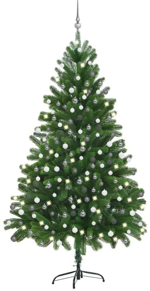 Árvore de Natal artificial com luzes LED e bolas 210 cm verde