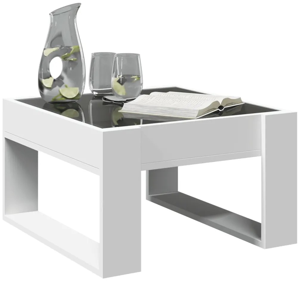 Mesa de centro luzes LED Infinity 50x53x30 cm branco