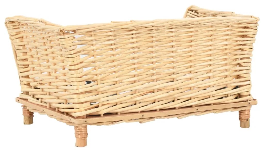 Cesto para cães com almofadão 50x33x30 cm salgueiro genuíno
