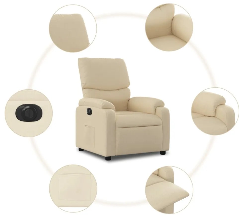 Poltrona reclinável elétrica tecido cor creme