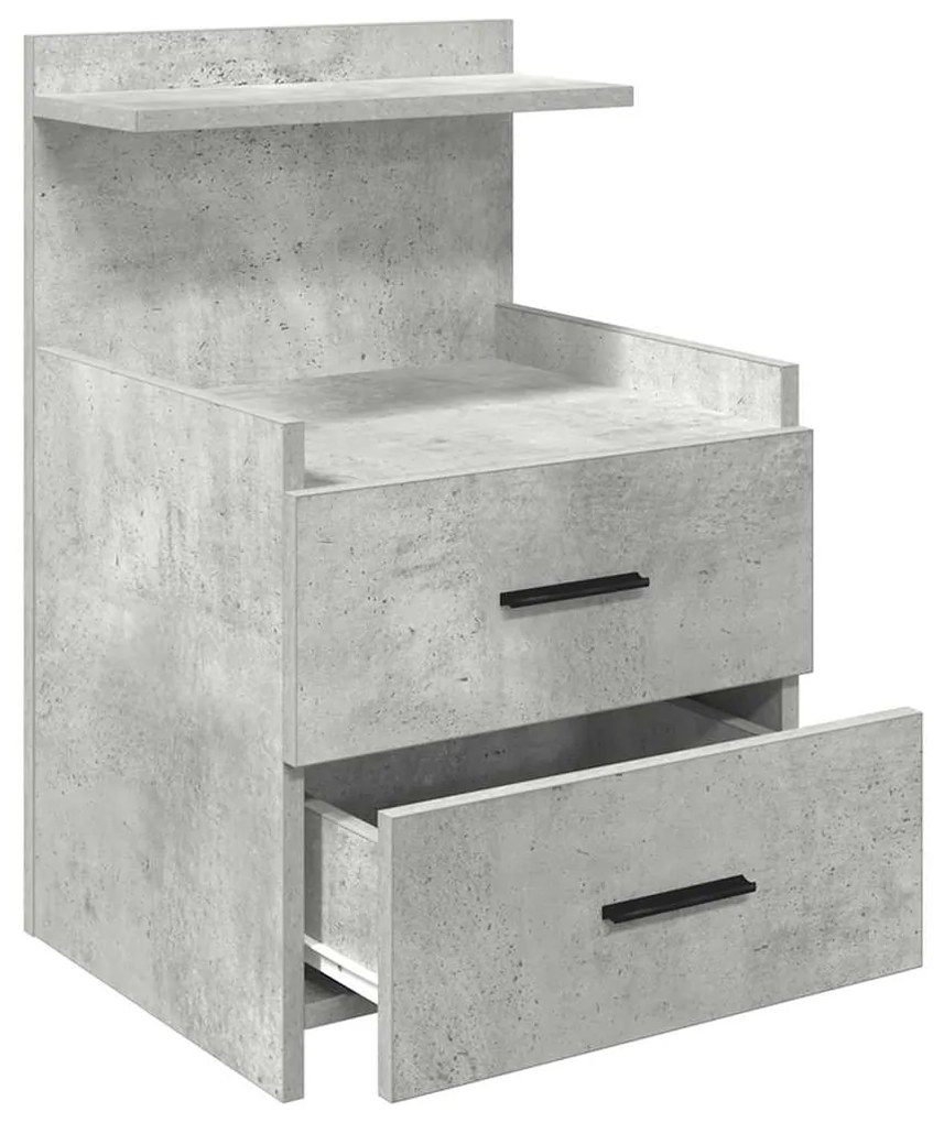 Mesas de cabeceira 2 peças com 2 gavetas cinza concreto 40x36,5x62 cm