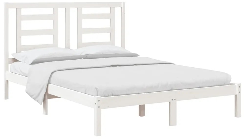 Cama sem colchão 140x200 cm madeira de pinho maciça branco