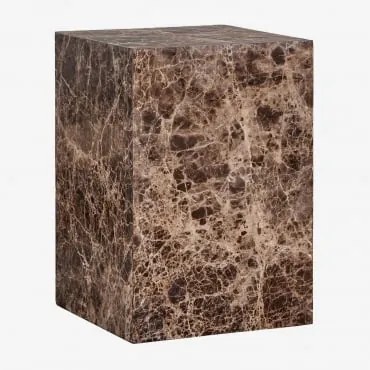 Pack De 2 Mesas De Cabeceira Quadradas 35x35 Cm Em Pedra Natural Aluret Mármore Castanho Emperador - Sklum