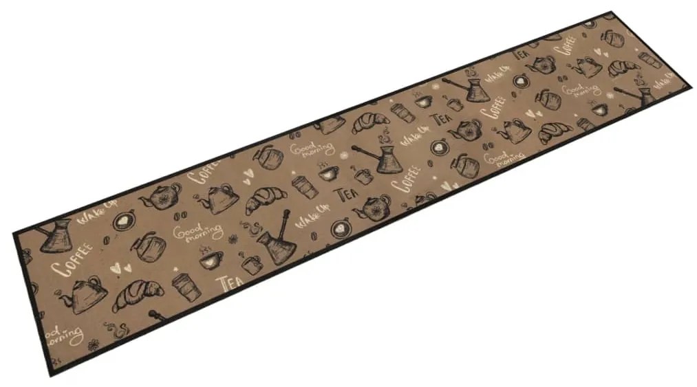 vidaXL Tapete cozinha lavável 60x300 cm veludo padrão morning castanho