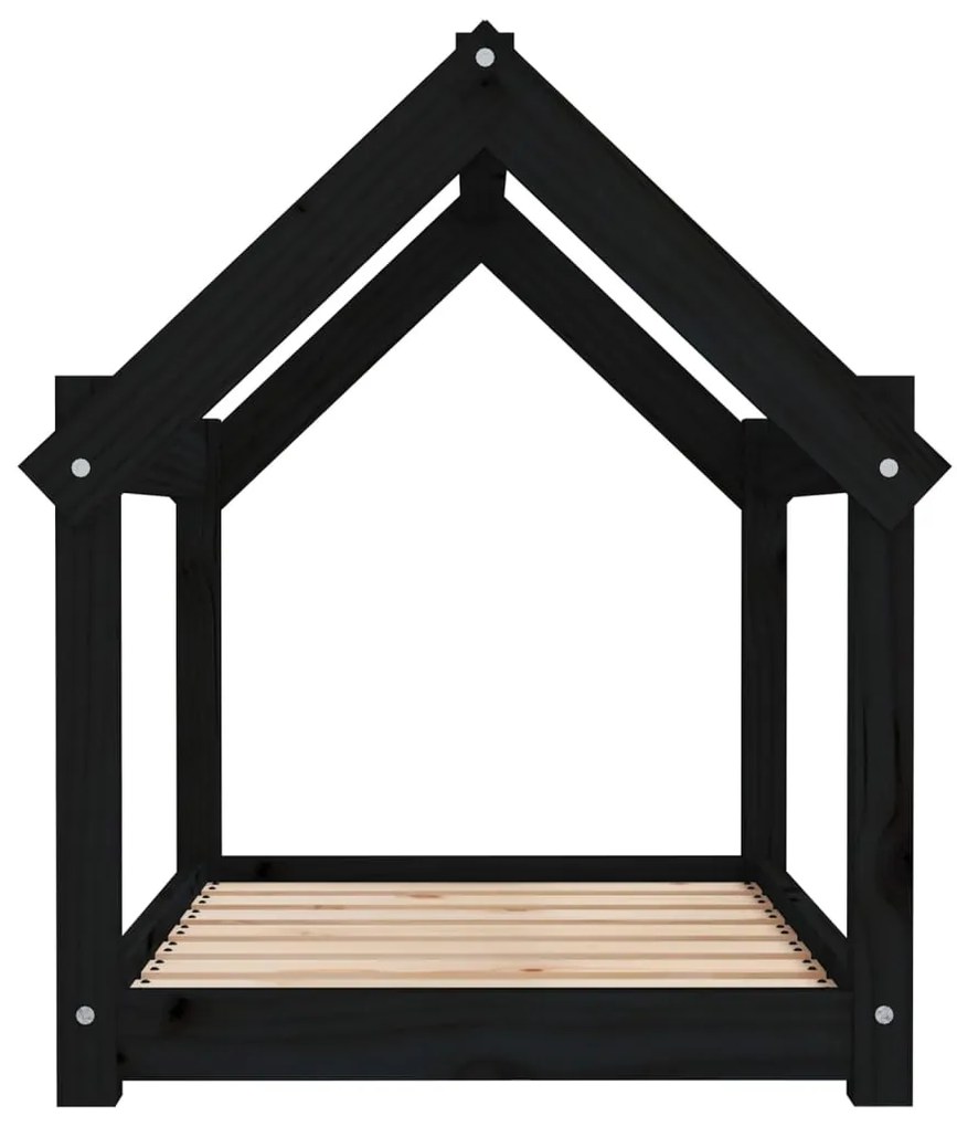 Cama para cães 81x60x70 cm madeira de pinho preto