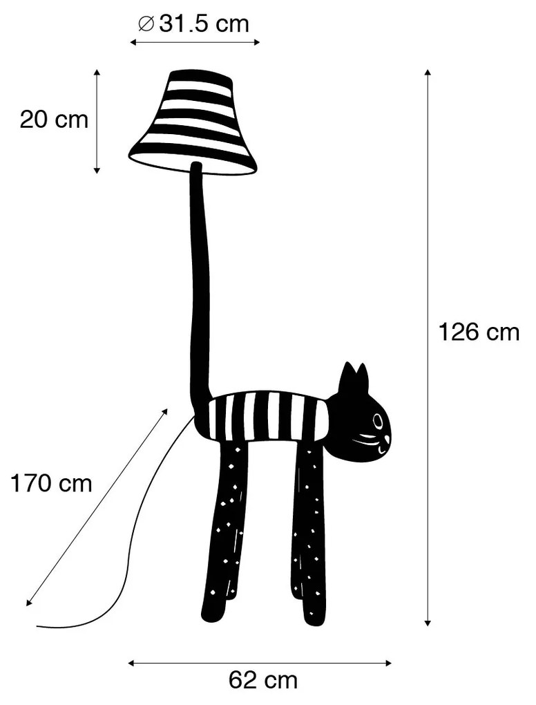 LED Candeeiro de pé infantil Gato Listrado - Luna Para crianças
