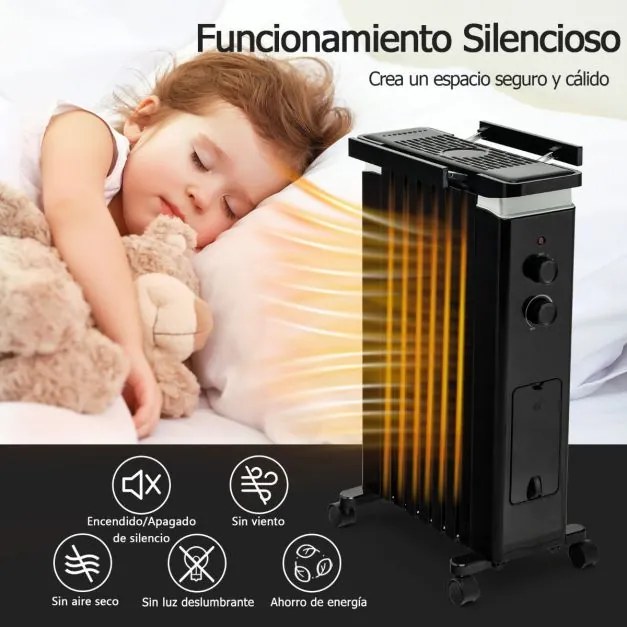 Radiador de Óleo Portátil "ThermaHeat" – 1500W com Termostato e Ajuste