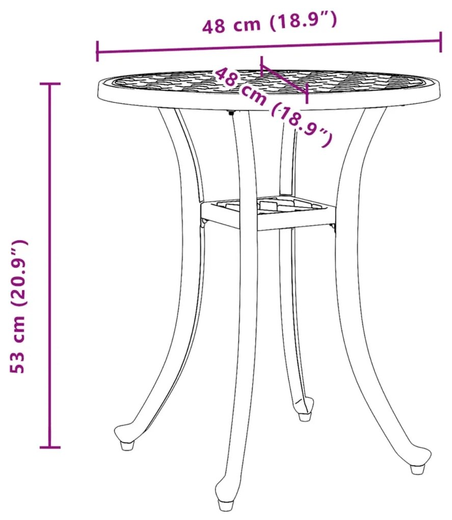 Mesa de jardim Ø48x53 cm alumínio fundido branco