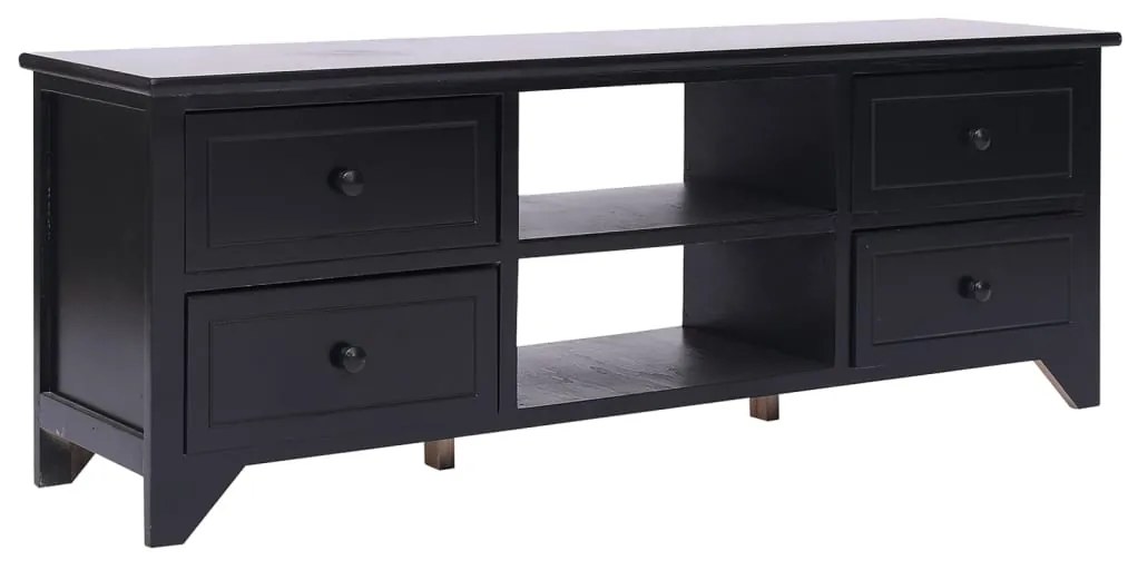 vidaXL Móvel de TV 108x30x40 cm madeira paulownia maciça preto