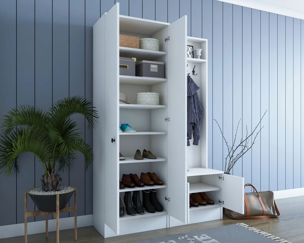 Hall Stand M11 – Branco – 119,6 cm x 182,8 cm x 37,3 cm