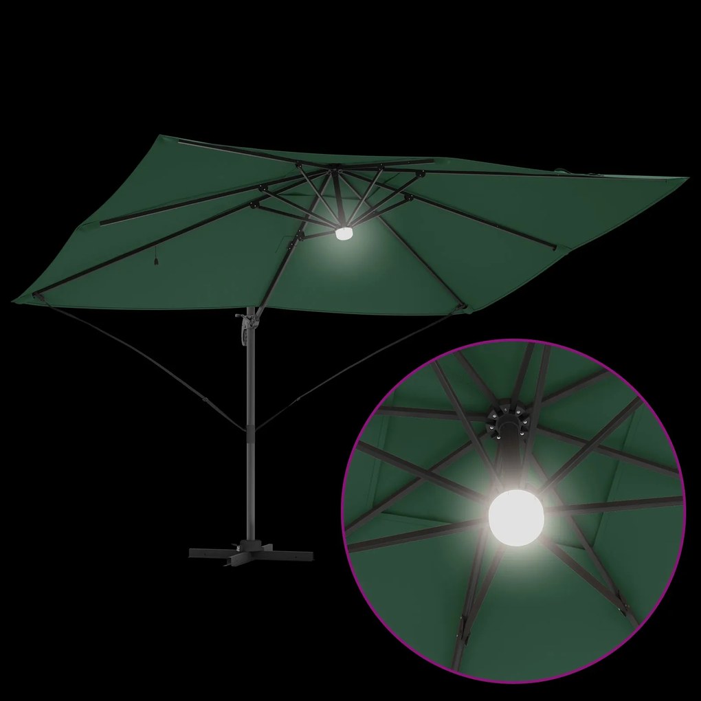 Guarda-sol Verde de Braço Articulado Verde Poliéster, Metal Grande