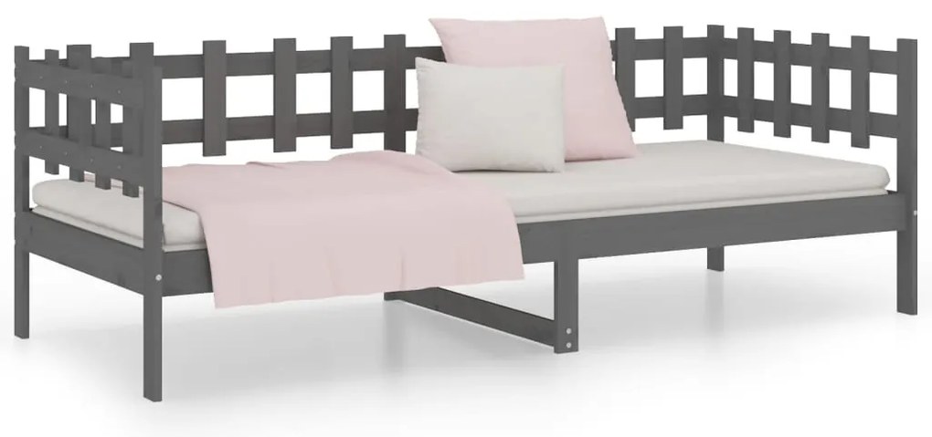 Sofá-cama 80x200 cm madeira de pinho maciça cinzento
