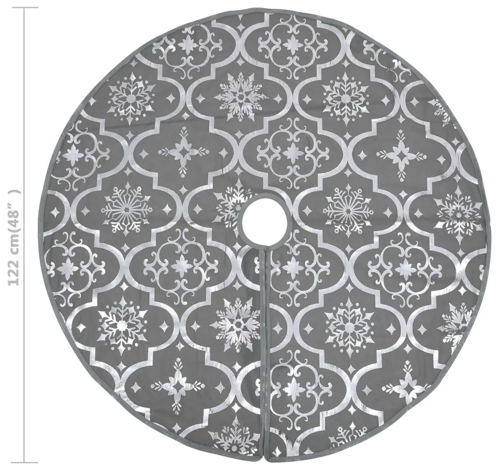 Saia de árvore de Natal luxuosa 122 cm com meia tecido cinzento