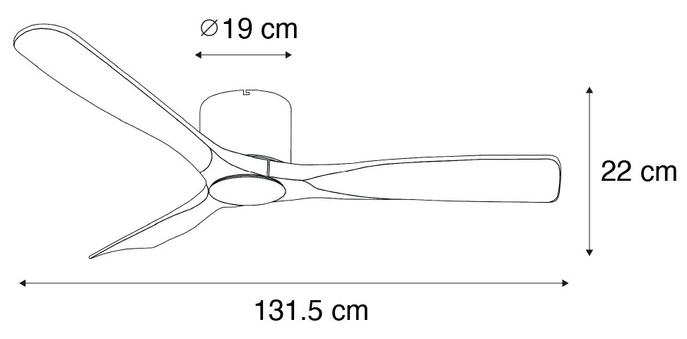Ventilador de teto branco com madeira 131,5cm incl. LED regulável com controle remoto - Jerri Moderno