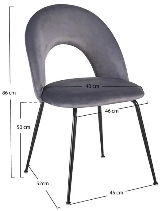 Cadeira Dawa Black Veludo - Cinza escuro
