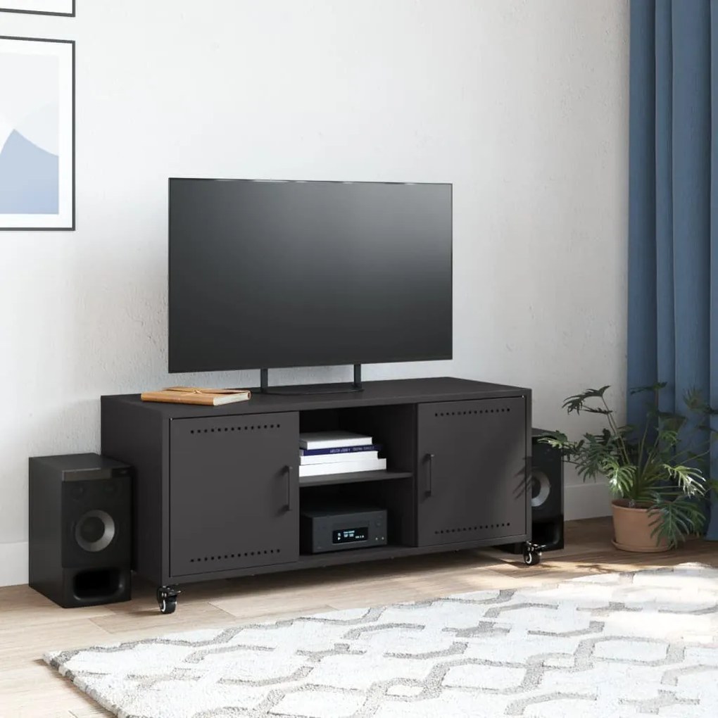 Móvel de TV 100,5x39x43,5 cm aço preto