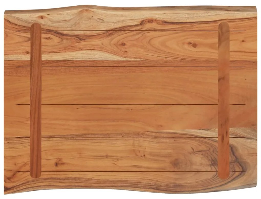 Tampo de mesa retangular borda viva 80x60x2,5 cm acácia maciça
