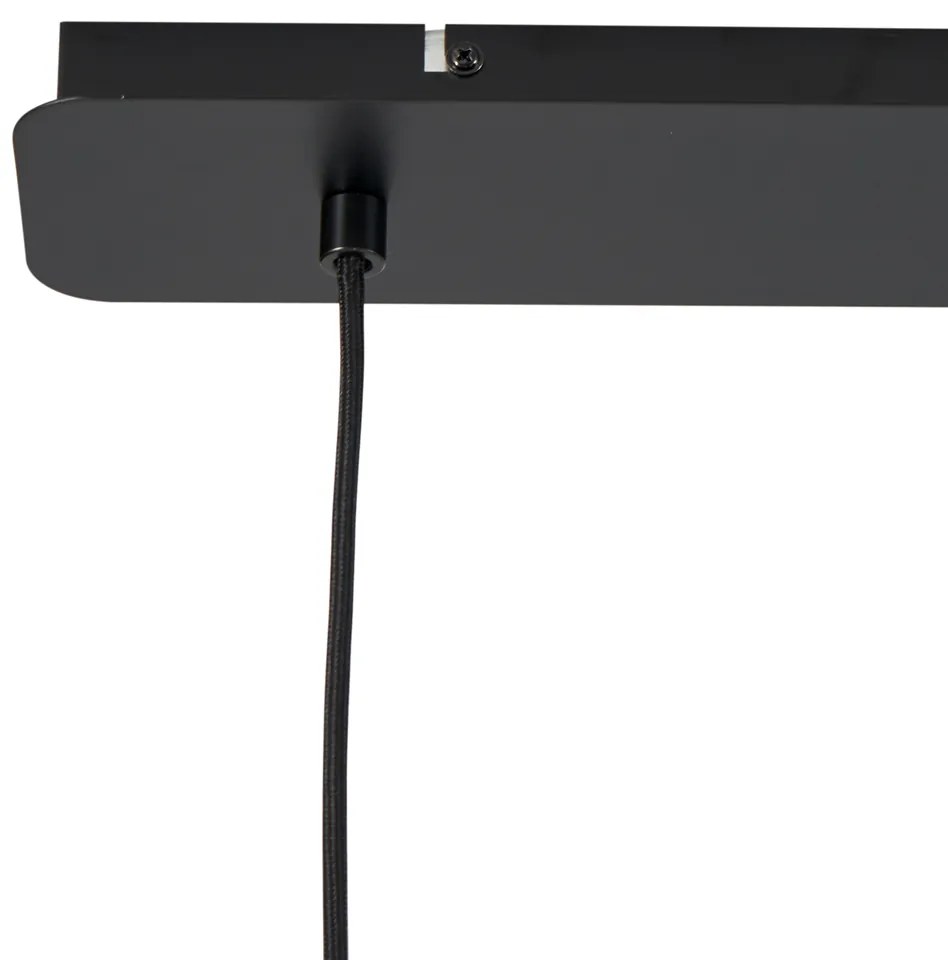 Candeeiro suspenso Japandi preto com abajur de tecido castanho 2 luzes - Bida