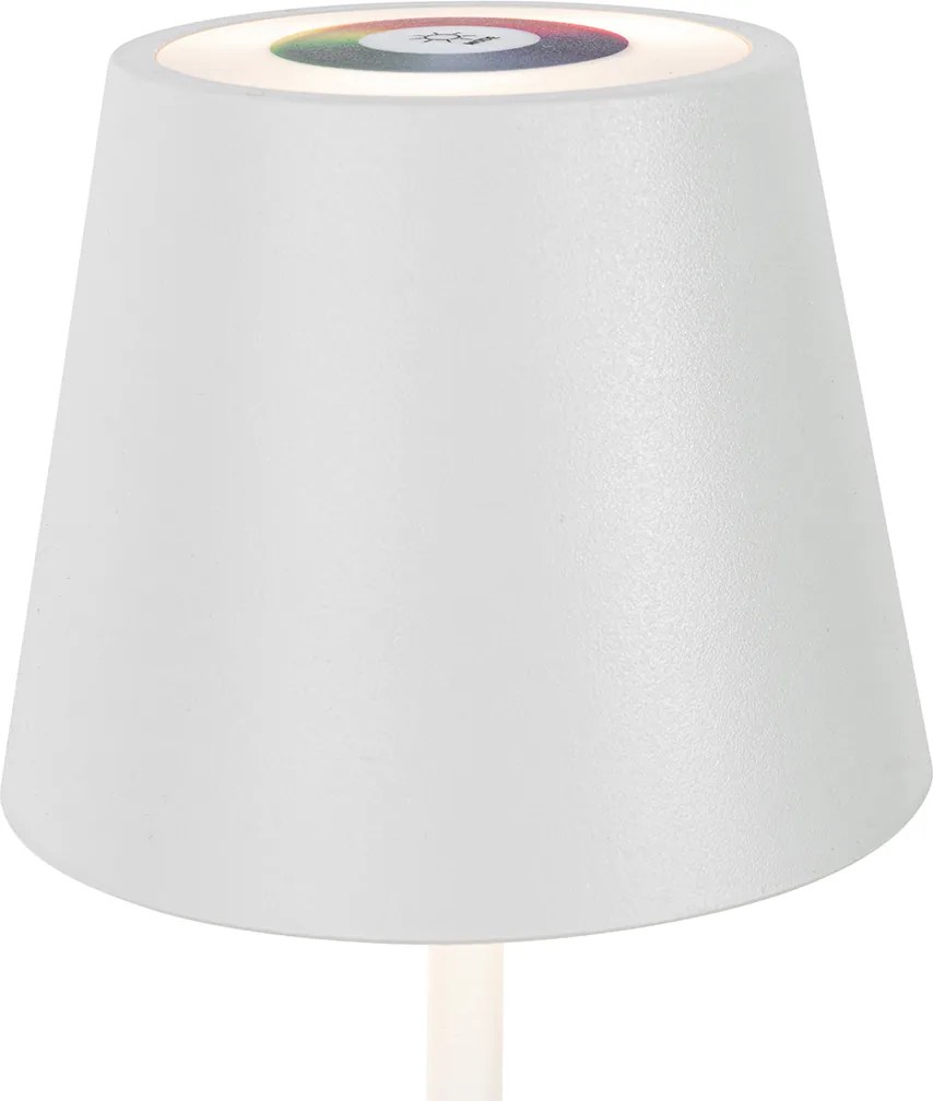 Candeeiro de mesa branco com LED regulável e recarregável RGB IP54 - Murdock