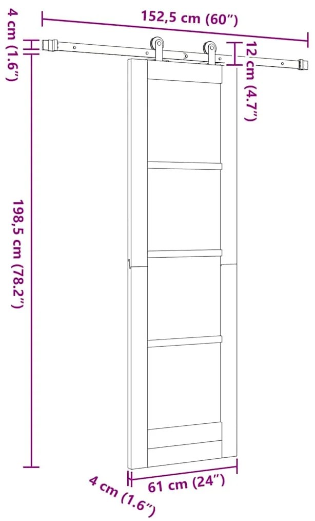 Porta Deslizante vidaXL com Conjunto de Ferragens "ORKDAL" Branca 61x1