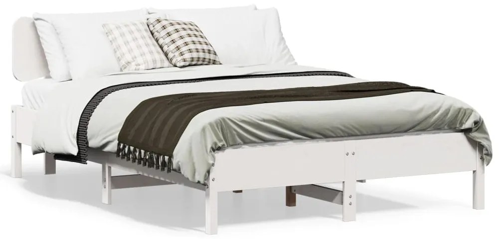 Cama sem colchão 120x190 cm madeira de pinho maciça branco