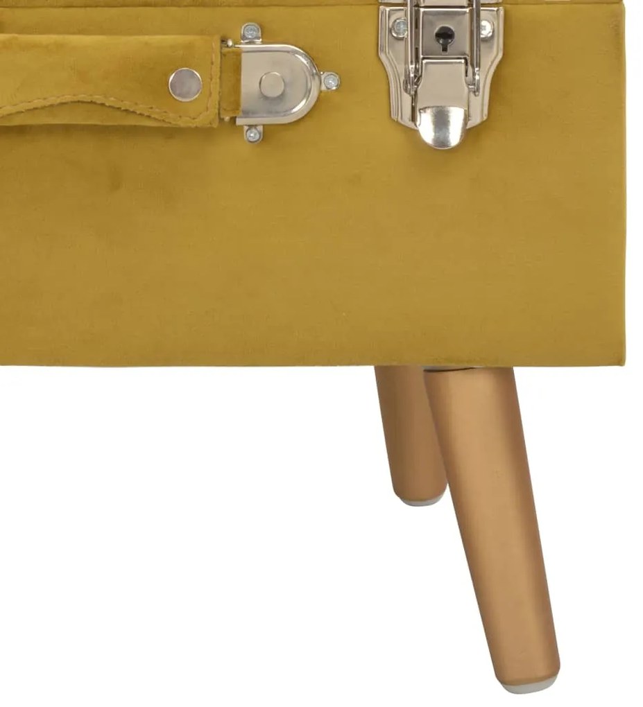 Banco de arrumação 40 cm veludo amarelo mostarda