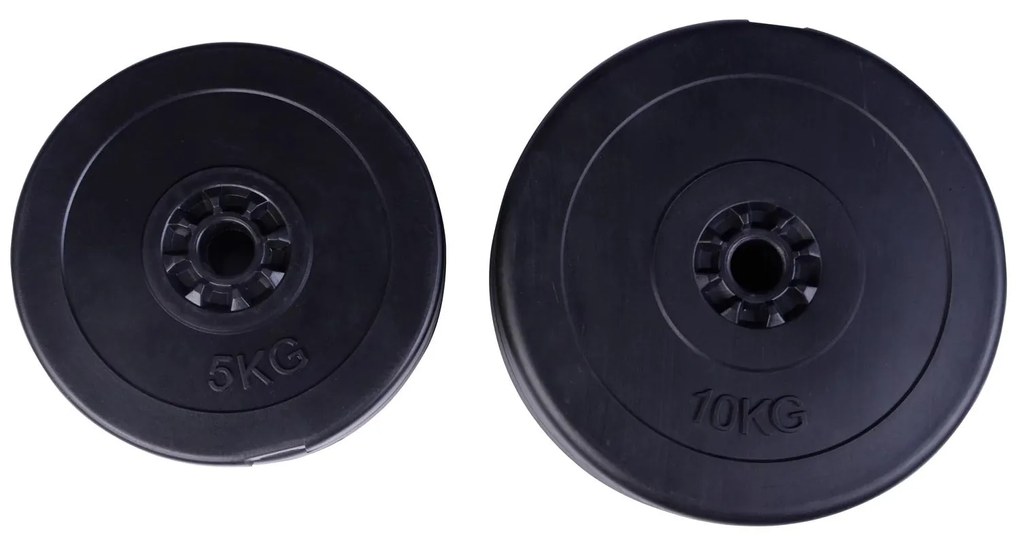 Conjunto de 4 Discos de peso de 5 kg e 10 kg com orifício de Ø25 mm Preto HOMCOM | Aosom Portugal