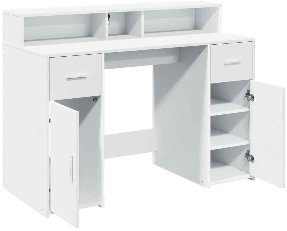 Secretária c/ luzes LED 120x55x91cm derivados de madeira branco