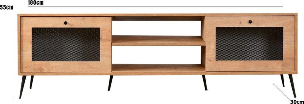 Móvel TV Mavran – Carvalho Preto – 180 cm x 55 cm x 30 cm
